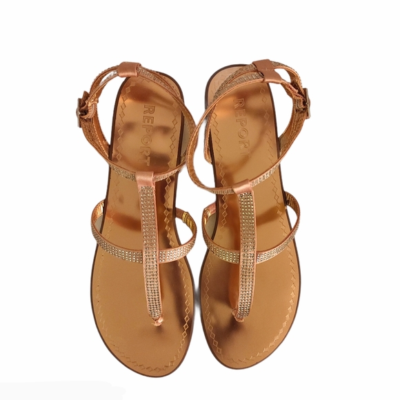 Report Size 10 Rinestone Strappy Rose Gold Sandals - Picture 4 of 11